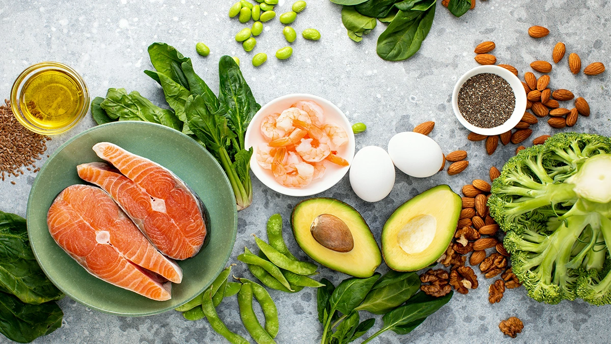 Meerdere voedingsmiddelen die Omega 3-vetzuren bevatten